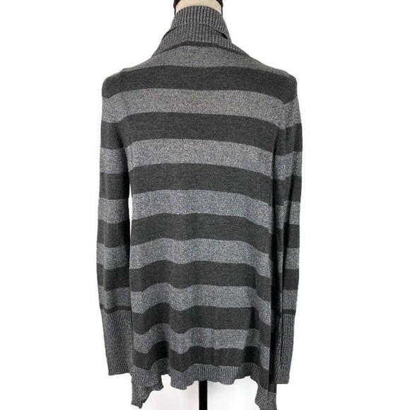 Belldini Waterfall Cardigan Sweater Striped Gray Silver Open Womens Sz Med - Picture 3 of 11